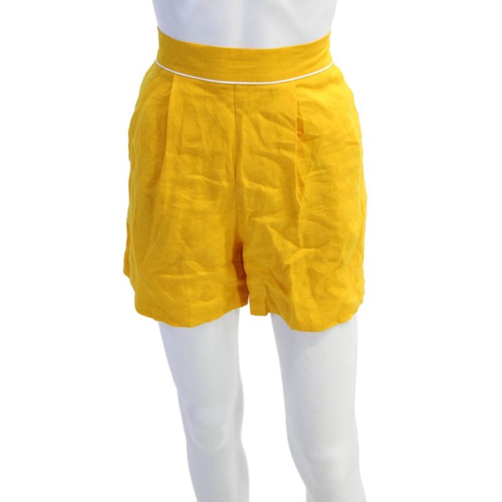 Ancient Kavvos Womens Linen High Rise Pull On Shorts Yellow Size Medium